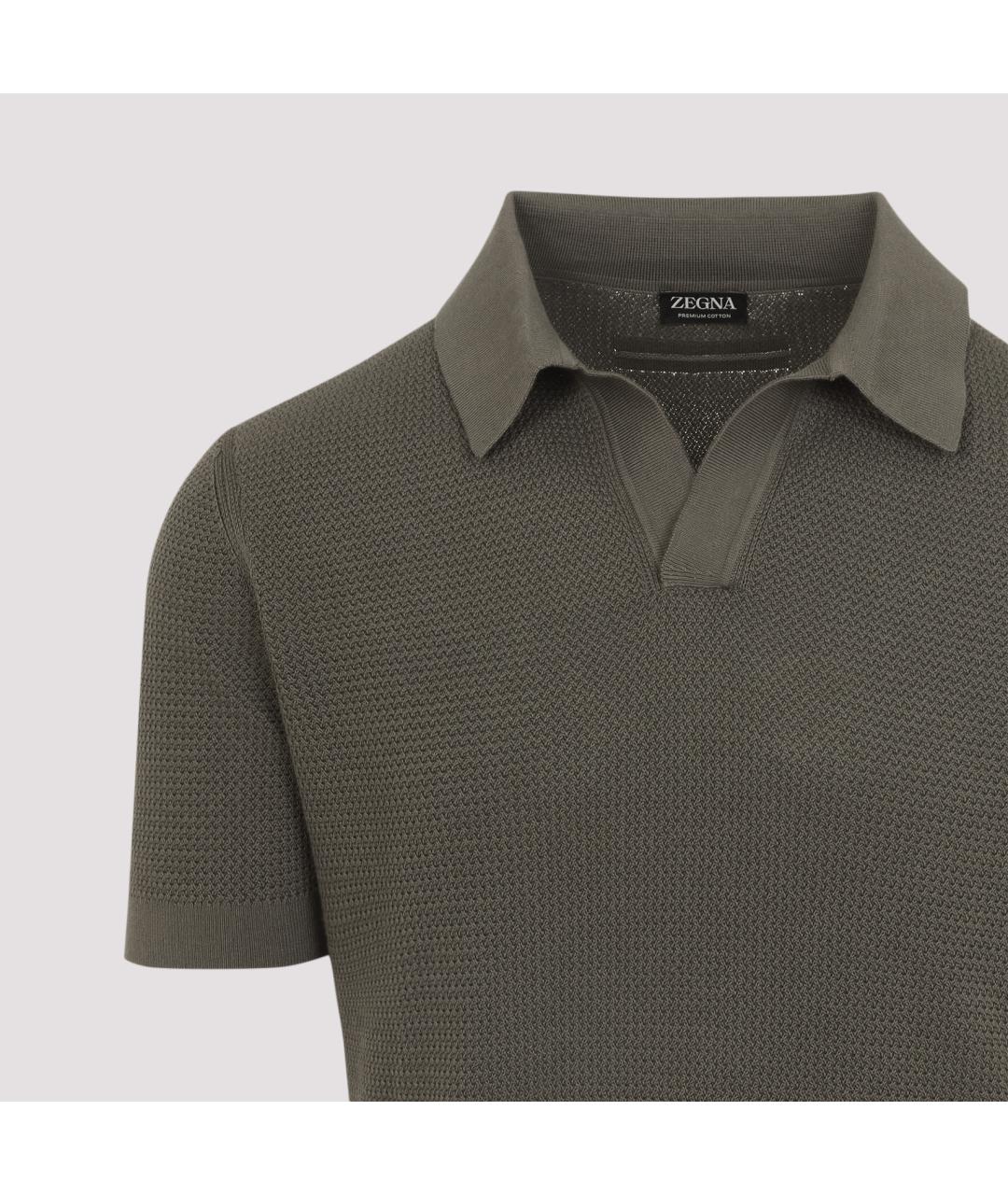 ZEGNA Бежевое хлопковое поло с коротким рукавом, фото 3