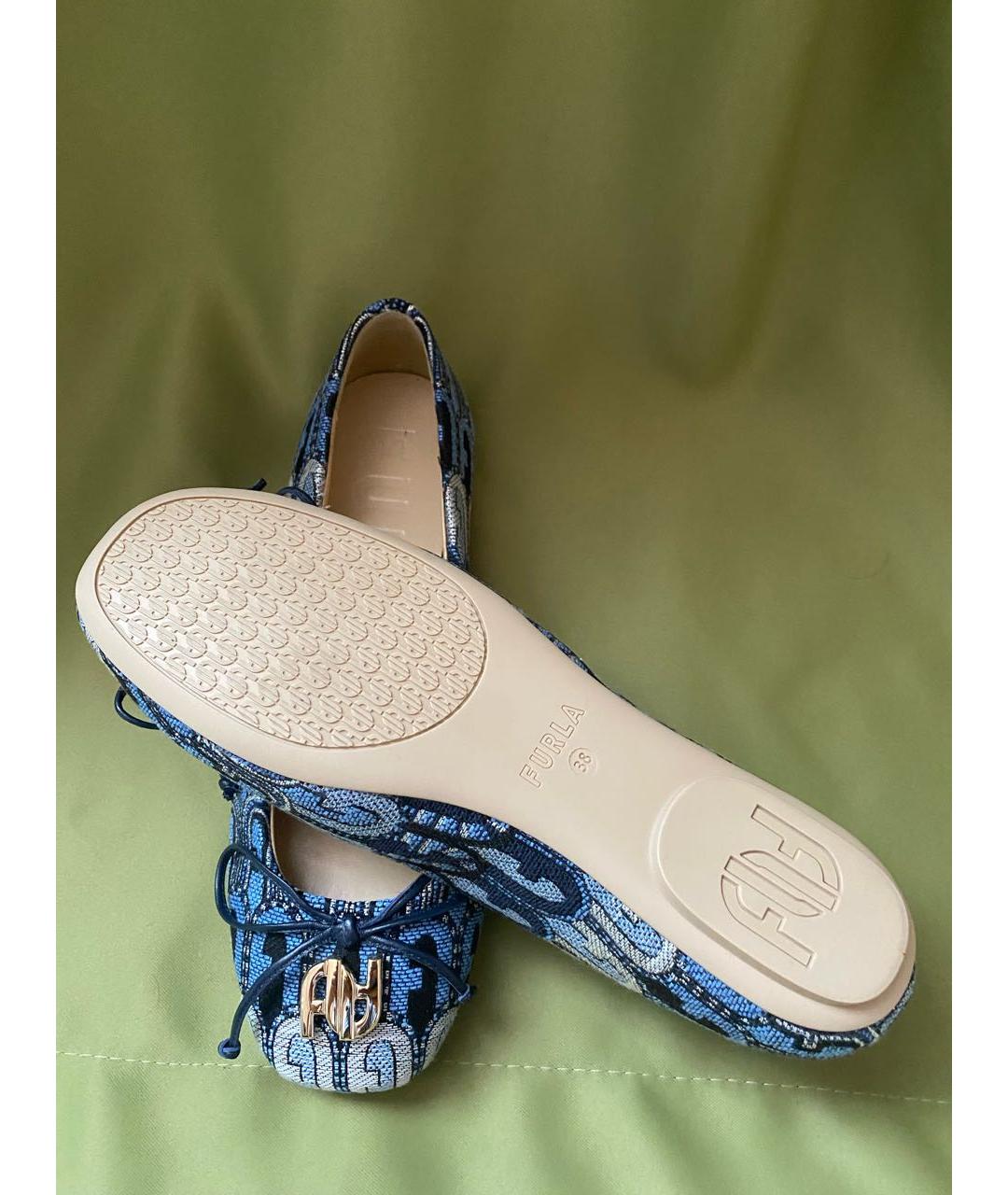 FURLA Синие текстильные балетки, фото 5