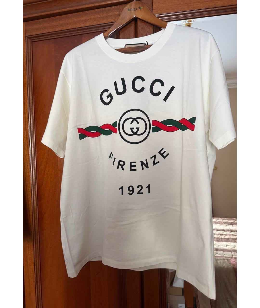 GUCCI Белая хлопковая футболка, фото 4