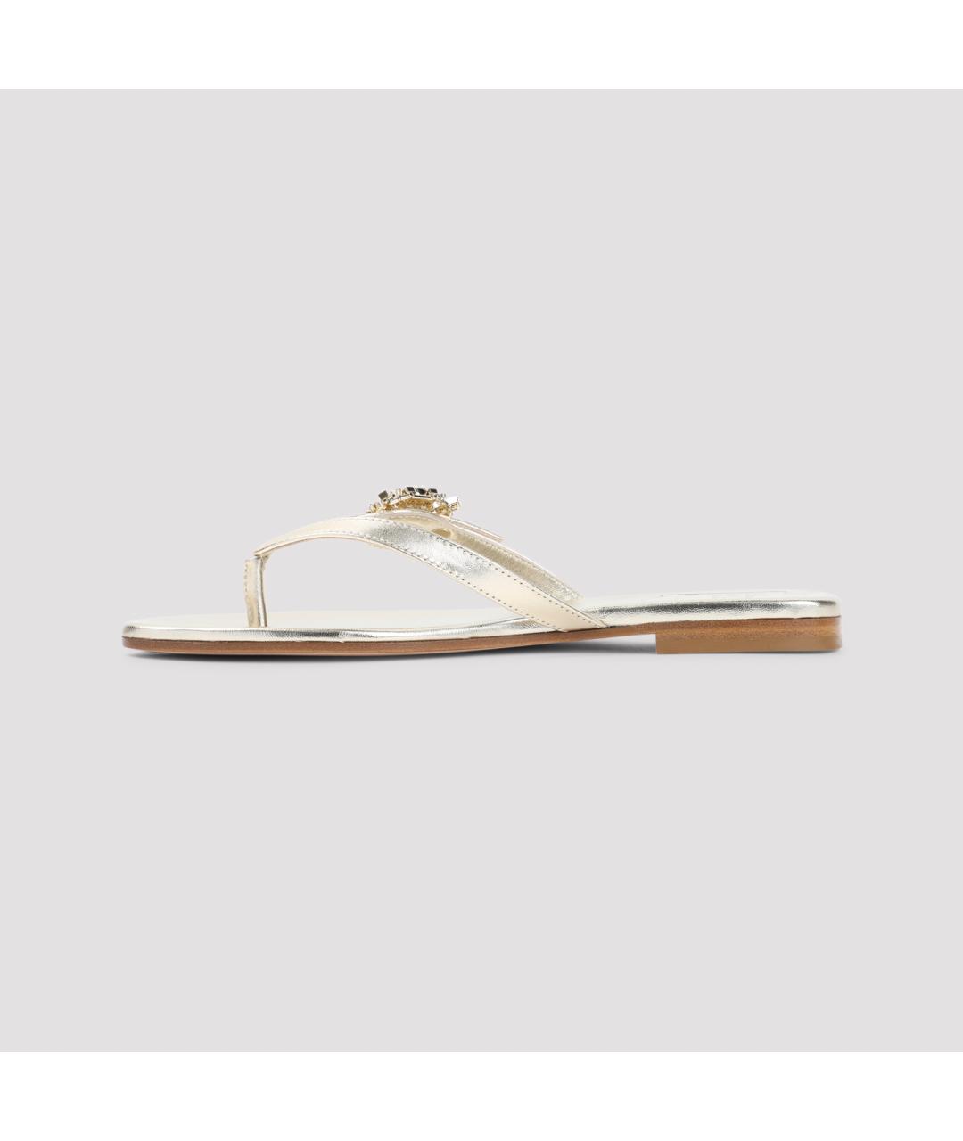 ROGER VIVIER Золотые кожаные шлепанцы, фото 2