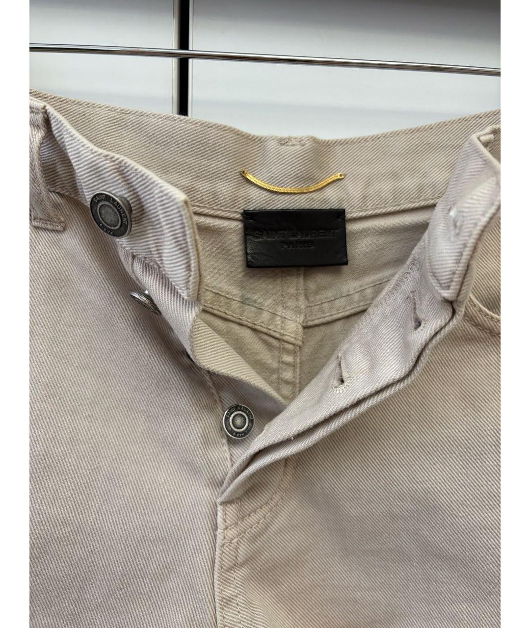 SAINT LAURENT Бежевые хлопковые шорты, фото 3