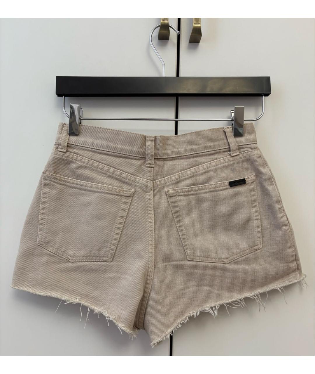 SAINT LAURENT Бежевые хлопковые шорты, фото 2