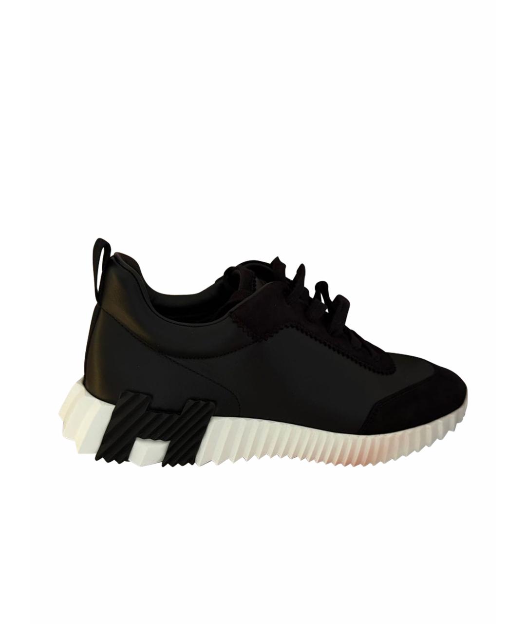 HERMES Черные кожаные кроссовки, фото 1