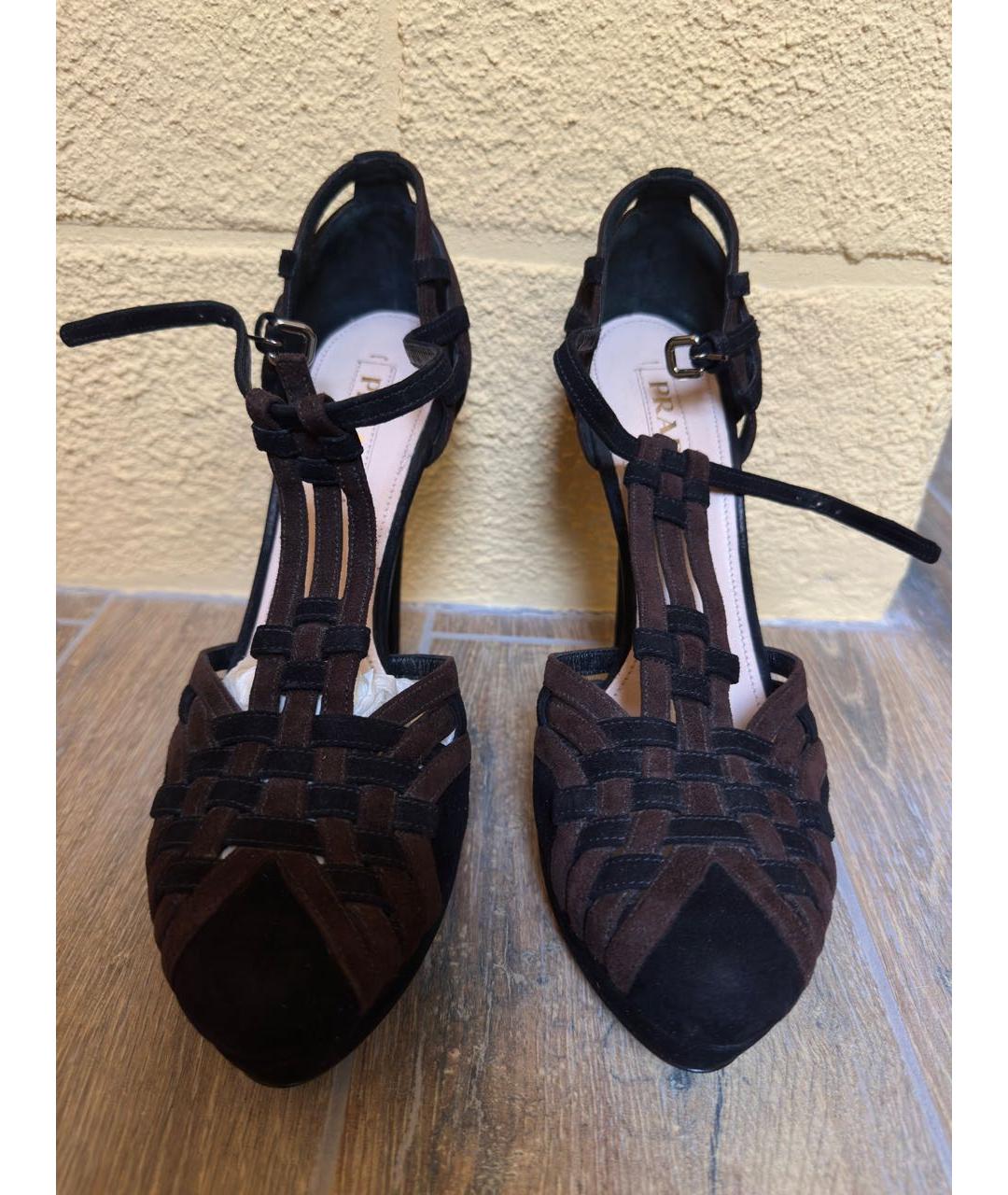 PRADA Черные замшевые босоножки, фото 2