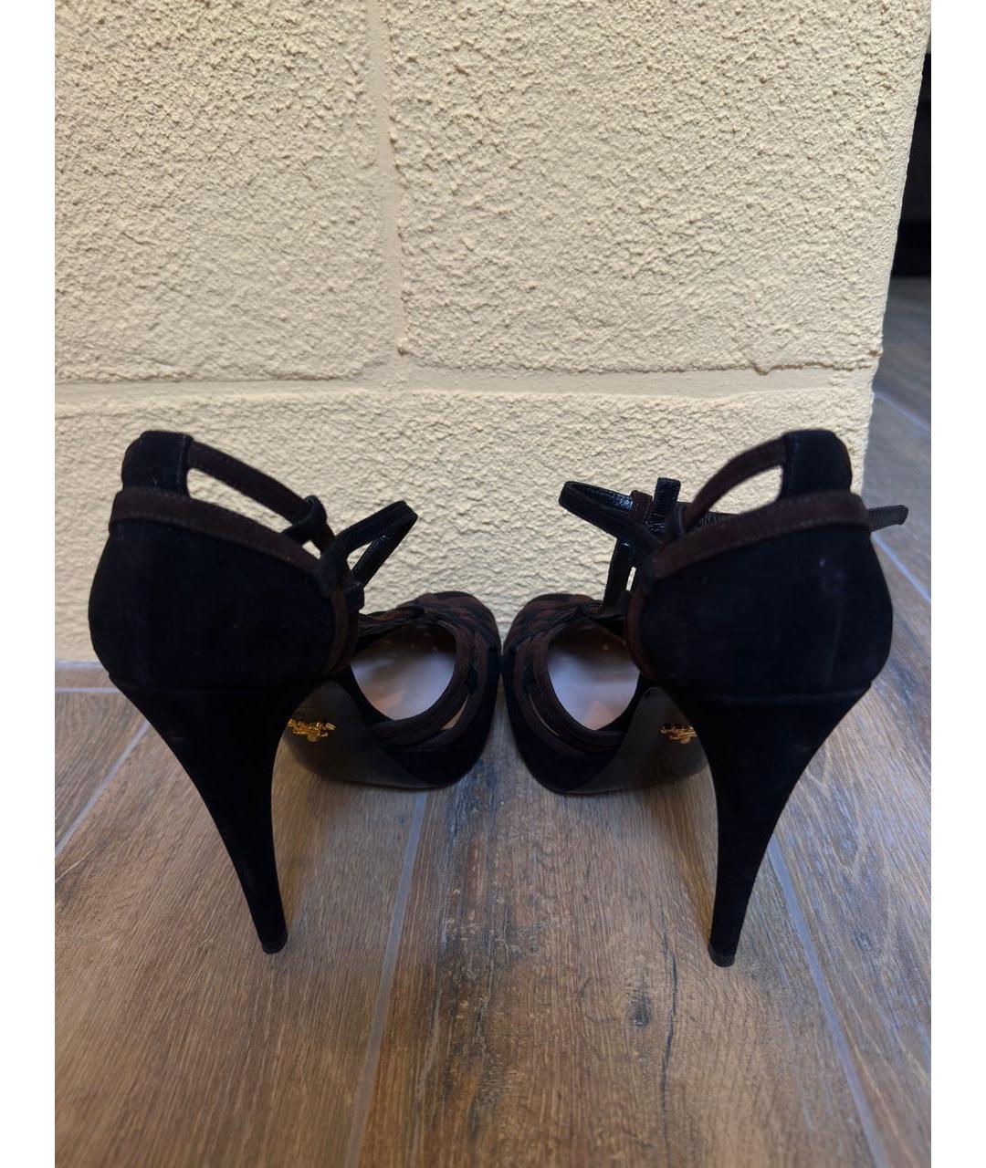 PRADA Черные замшевые босоножки, фото 4