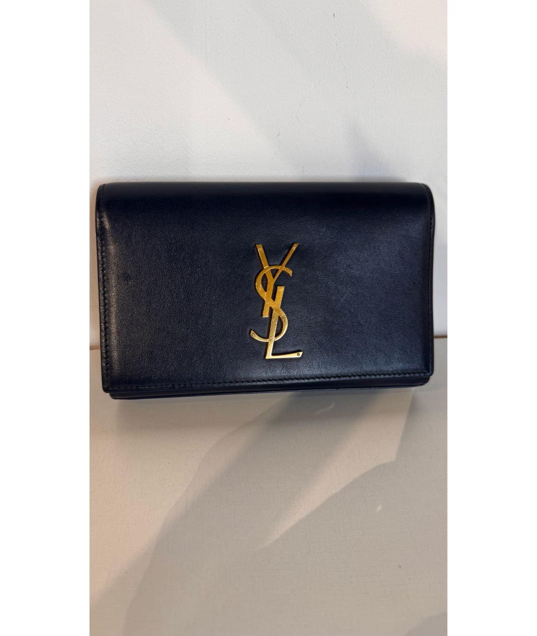 SAINT LAURENT Темно-синяя кожаная поясная сумка, фото 9