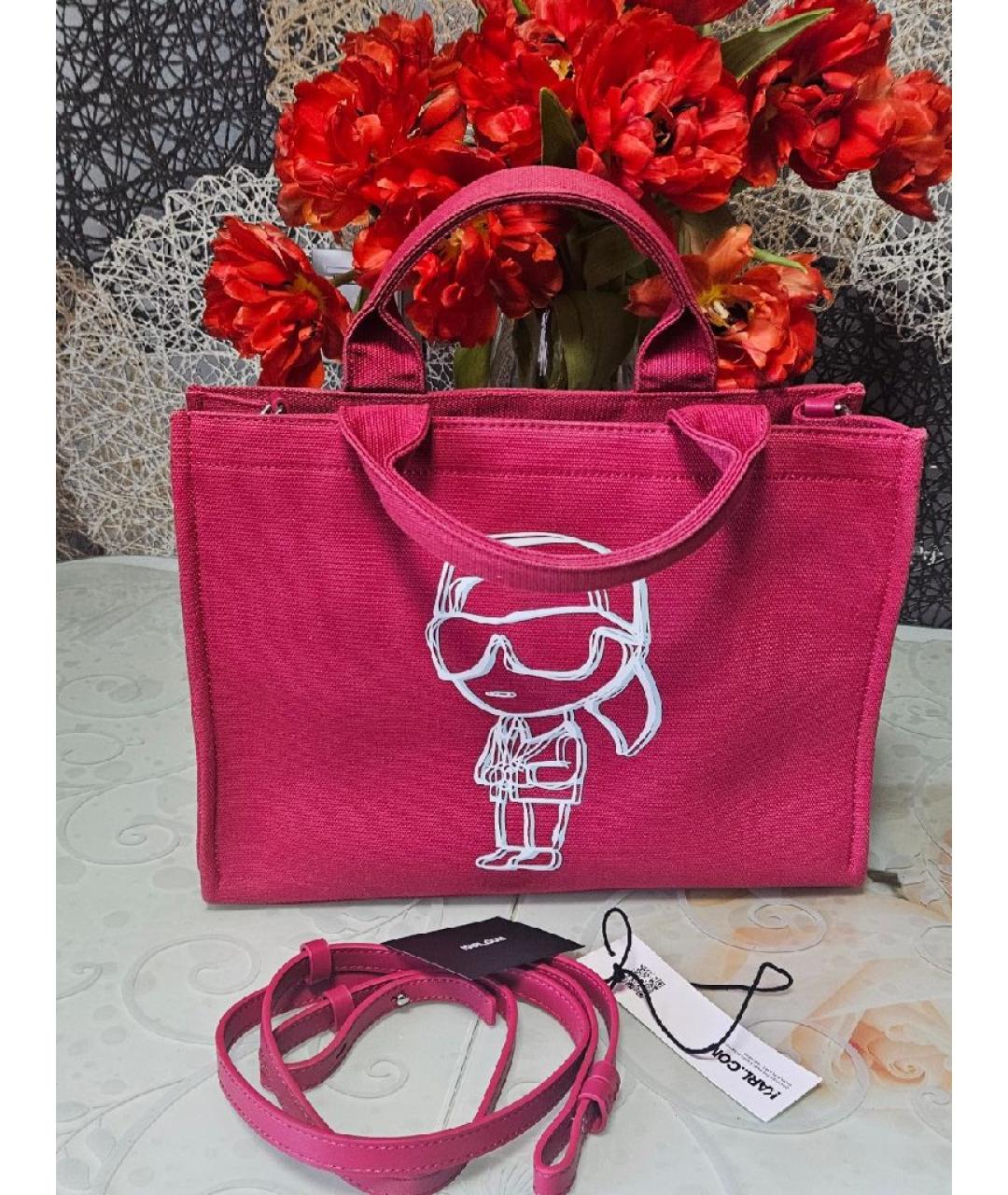 KARL LAGERFELD Розовая хлопковая сумка тоут, фото 4