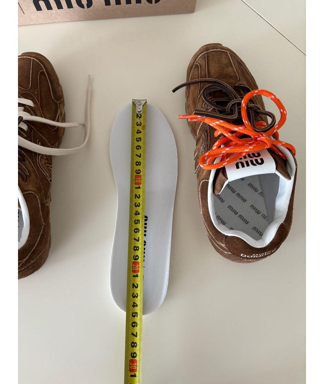 MIU MIU Коричневые замшевые кеды, фото 7