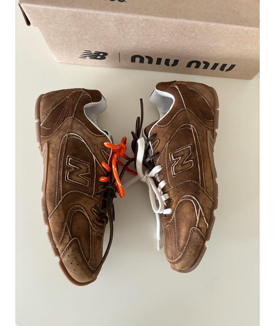 MIU MIU Коричневые замшевые кеды, фото 5