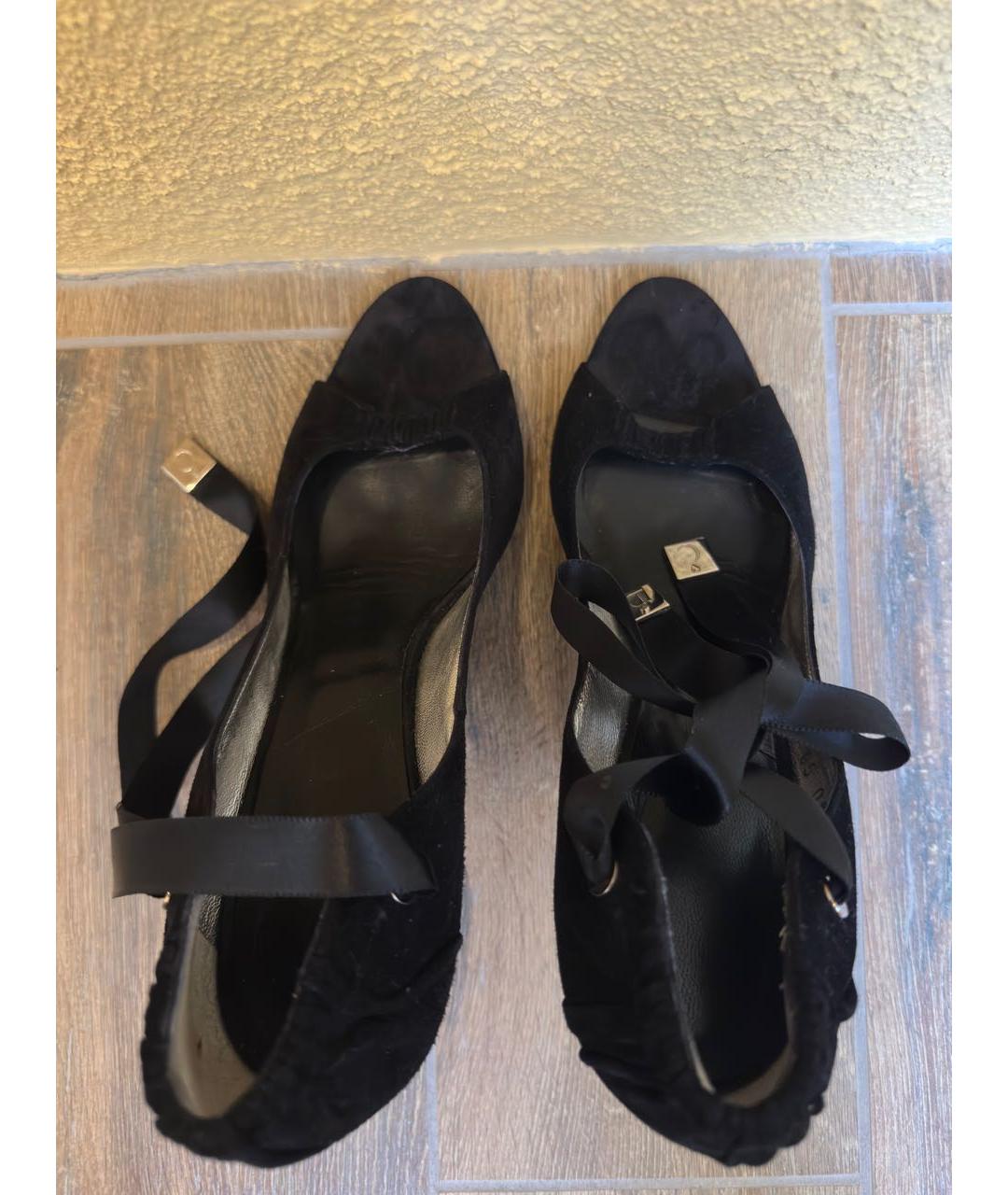 CHRISTIAN DIOR Черные замшевые босоножки, фото 3