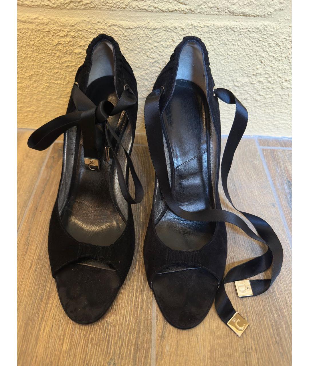 CHRISTIAN DIOR Черные замшевые босоножки, фото 2