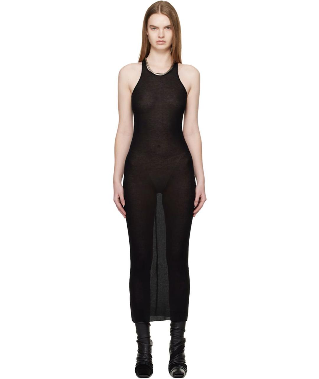 RICK OWENS Черное вискозное повседневное платье, фото 5