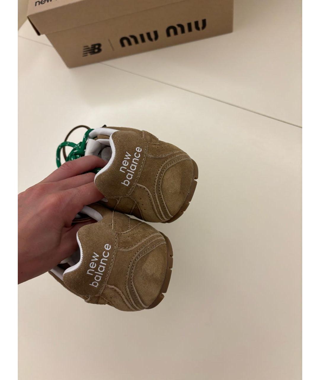 MIU MIU Бежевые замшевые кеды, фото 8