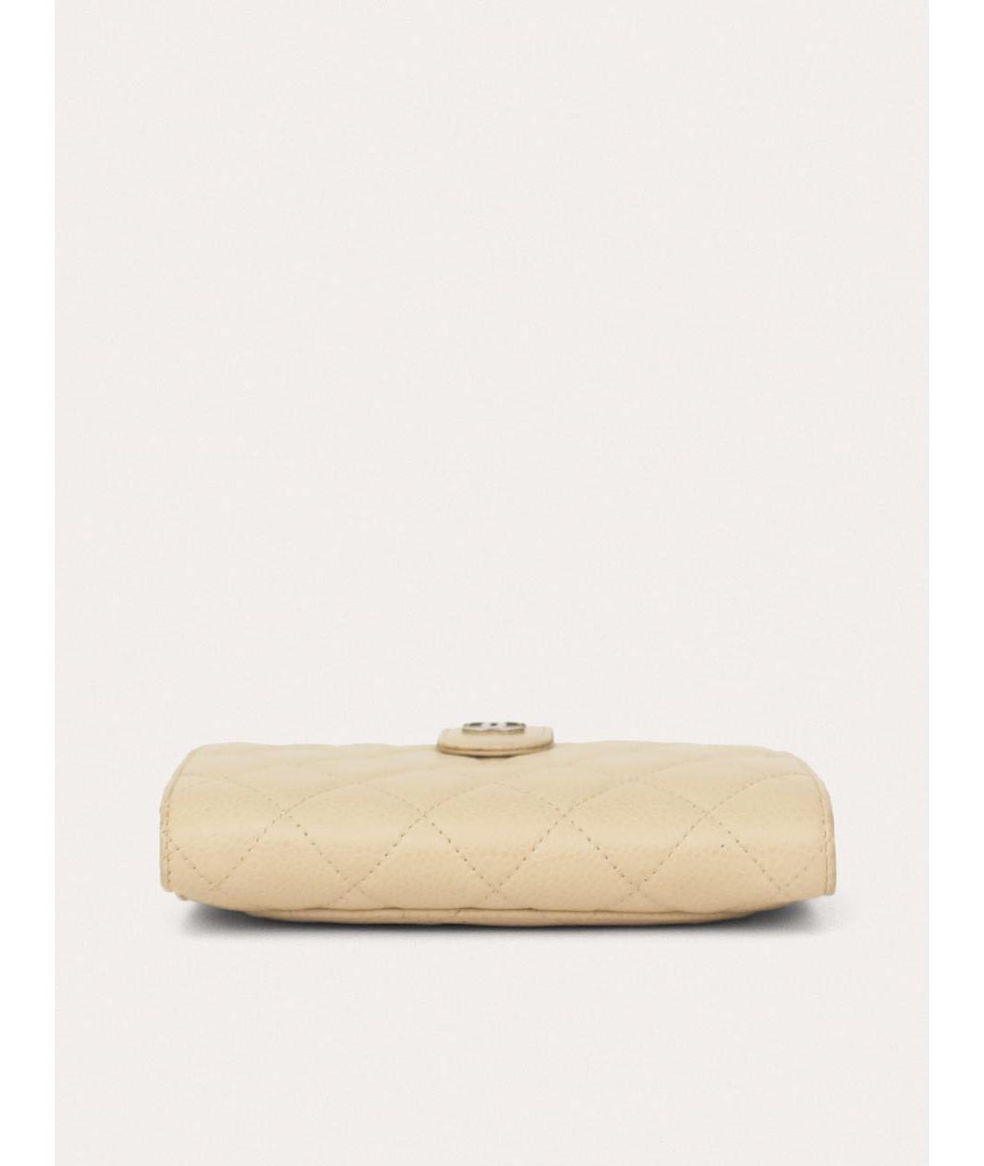 CHANEL Бежевый кожаный кошелек, фото 5