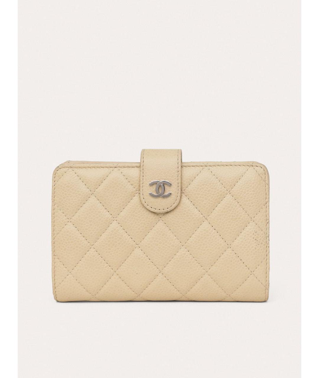 CHANEL Бежевый кожаный кошелек, фото 9