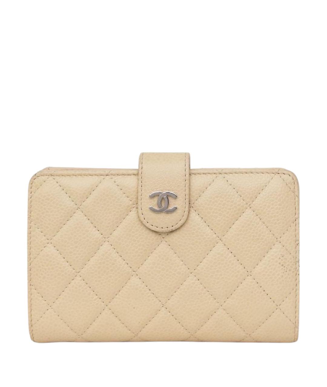 CHANEL Бежевый кожаный кошелек, фото 1