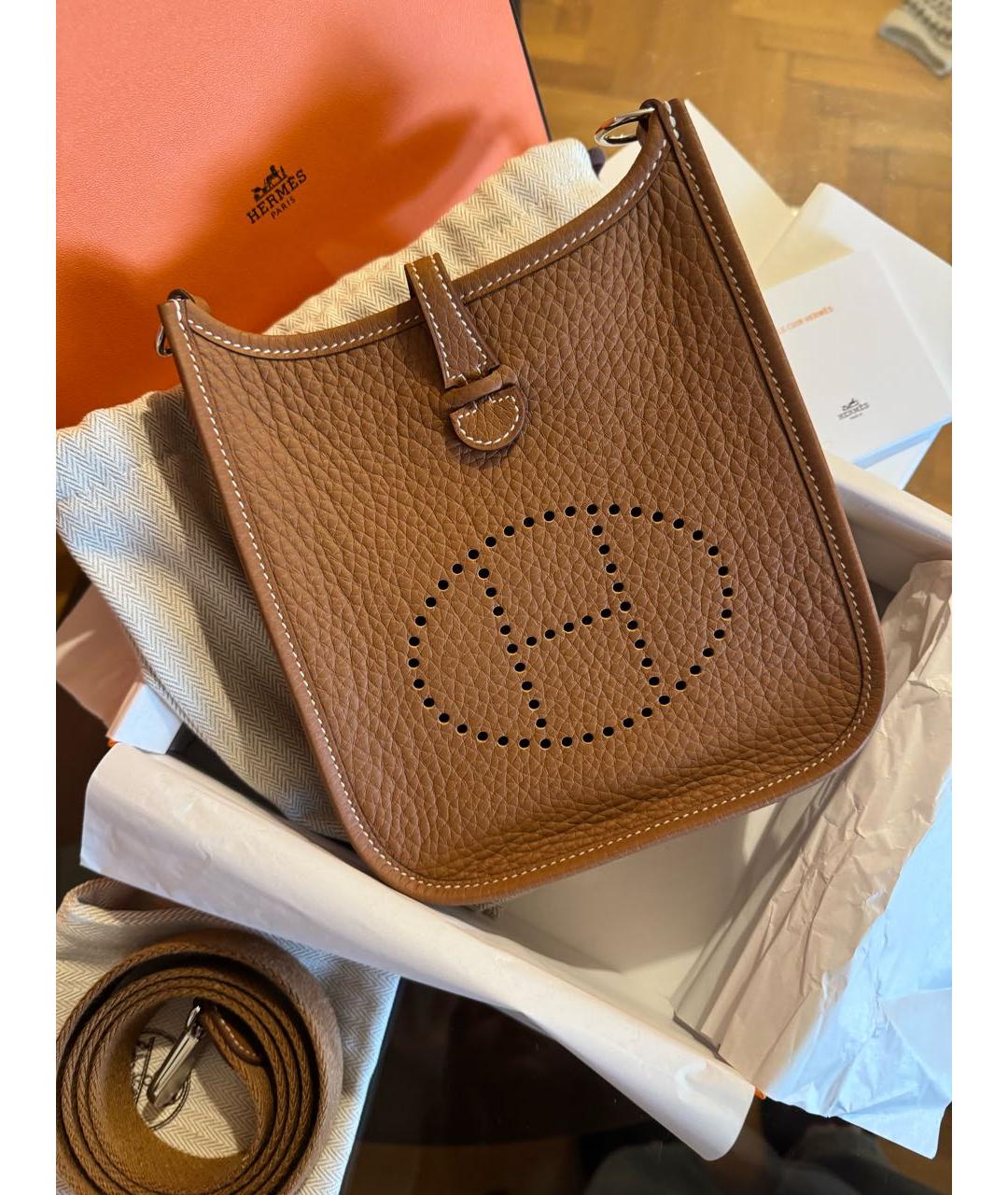 HERMES Коричневая кожаная сумка через плечо, фото 3