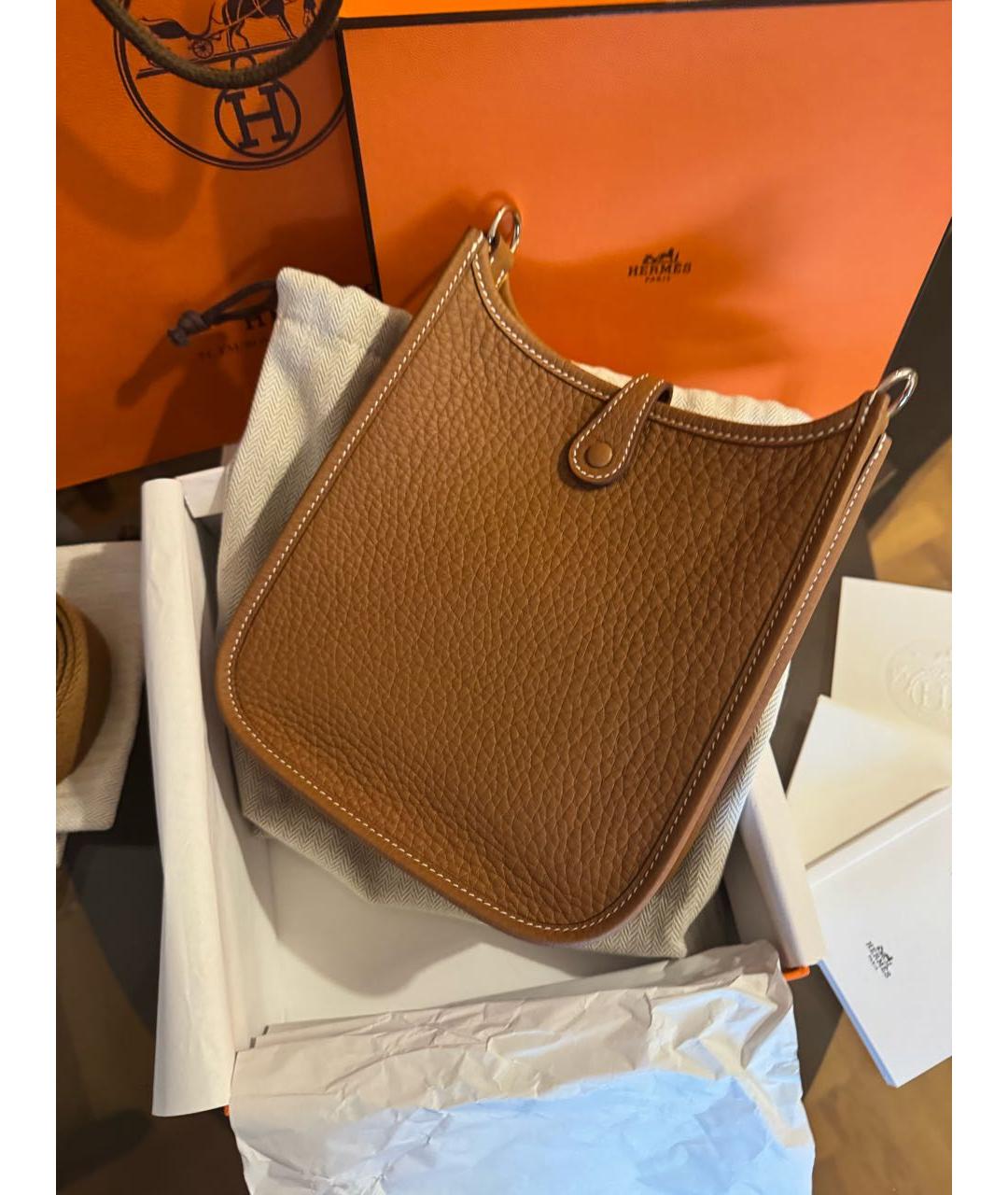 HERMES Коричневая кожаная сумка через плечо, фото 2