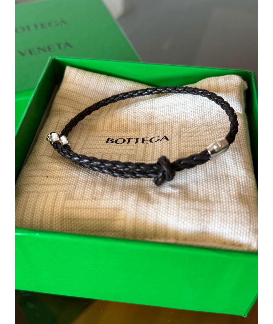 BOTTEGA VENETA Коричневый кожаный браслет, фото 3