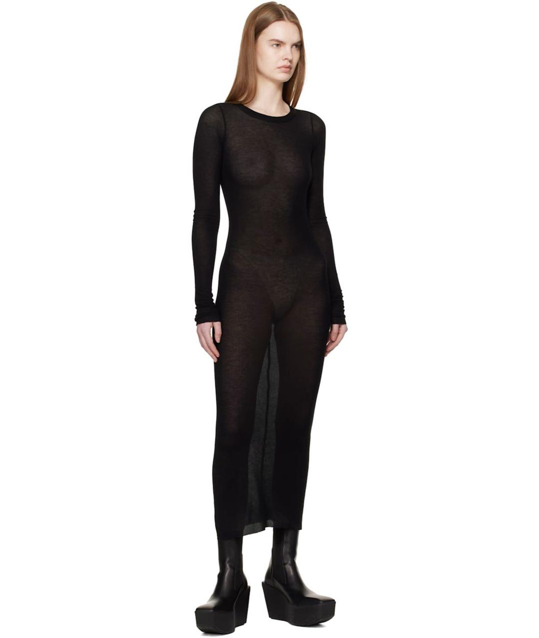 RICK OWENS Черное вискозное повседневное платье, фото 2