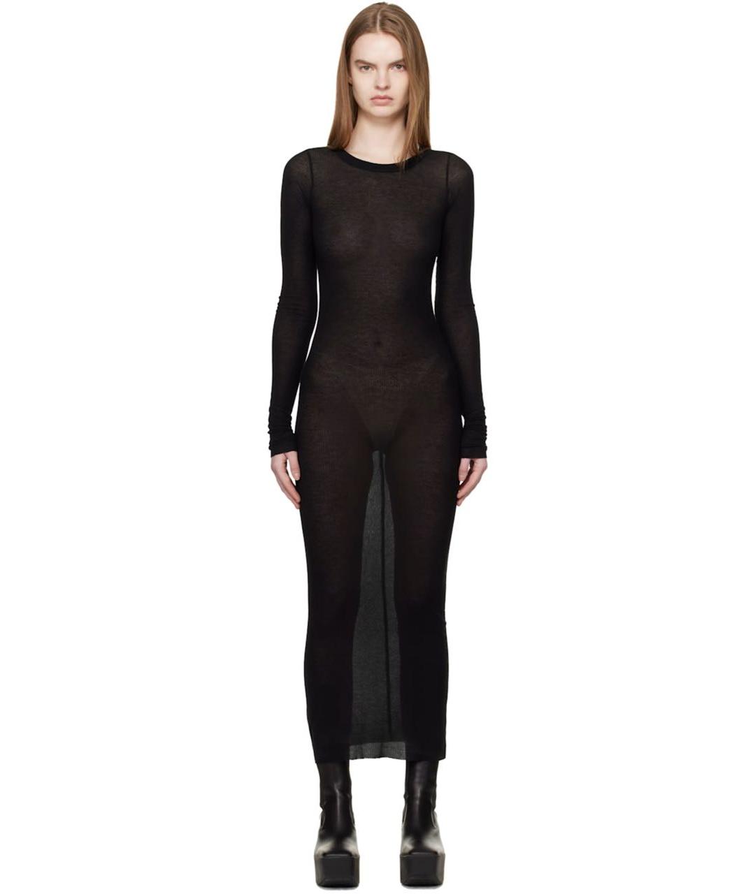 RICK OWENS Черное вискозное повседневное платье, фото 5