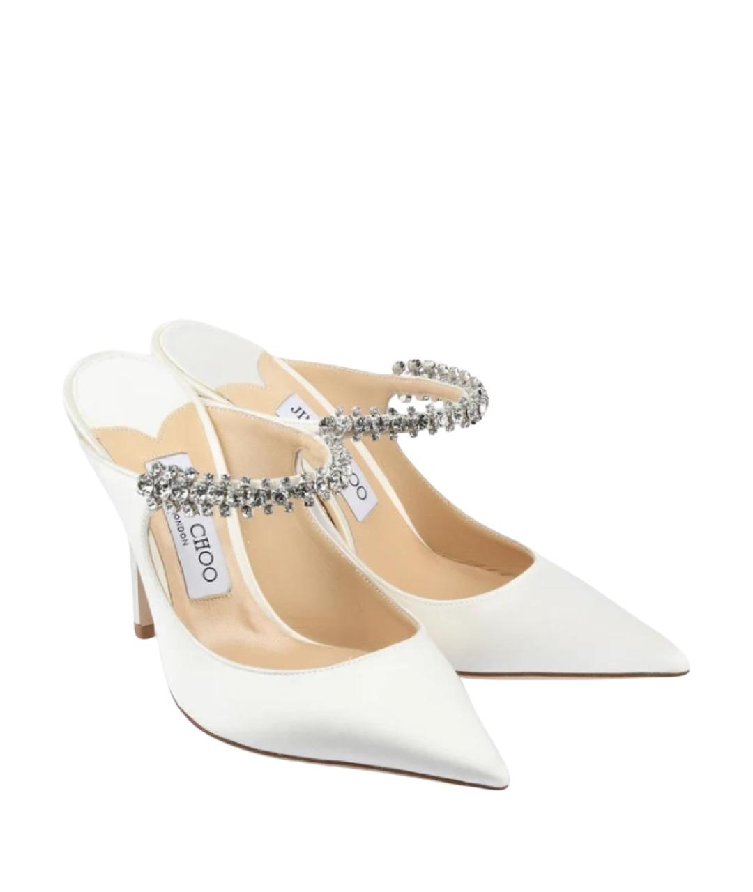 JIMMY CHOO Белые текстильные мюли, фото 3
