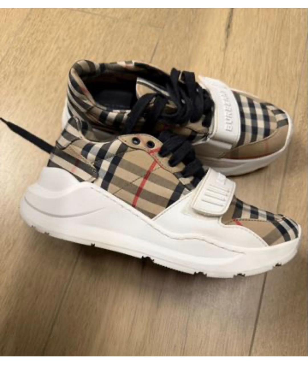 BURBERRY Бежевые текстильные кеды, фото 2