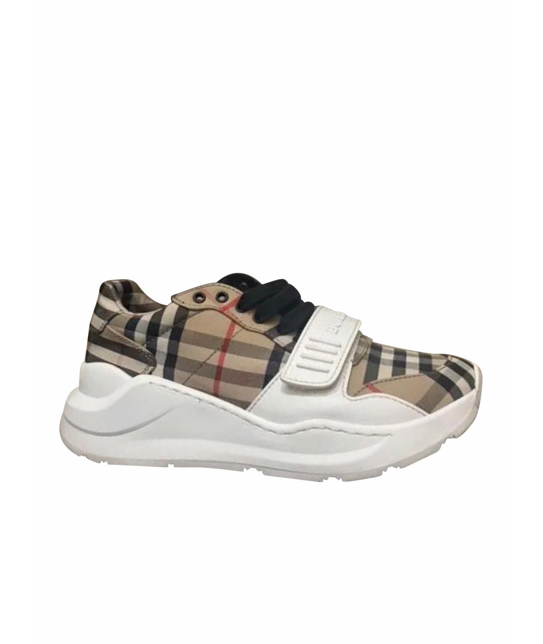 BURBERRY Бежевые текстильные кеды, фото 1