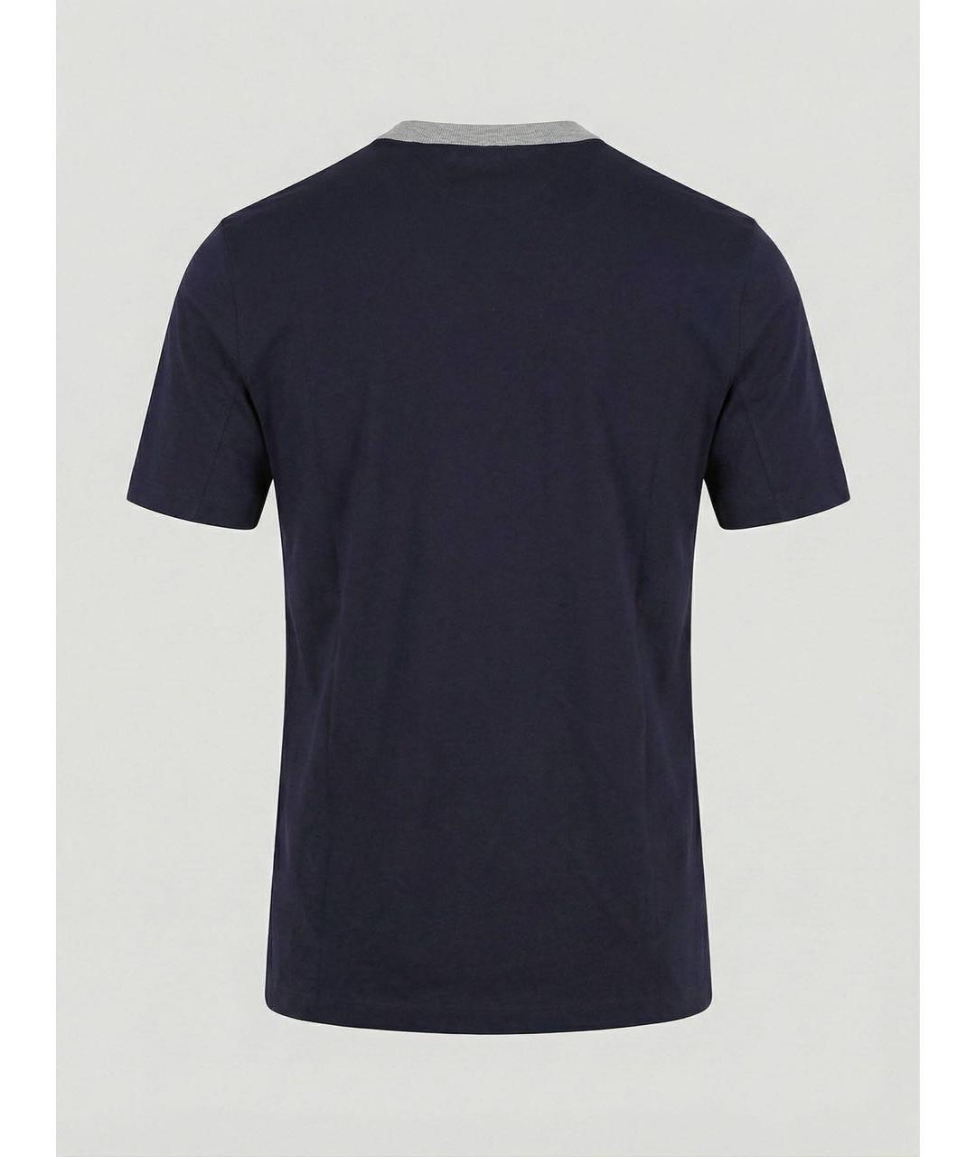 BRUNELLO CUCINELLI Темно-синяя хлопковая футболка, фото 2