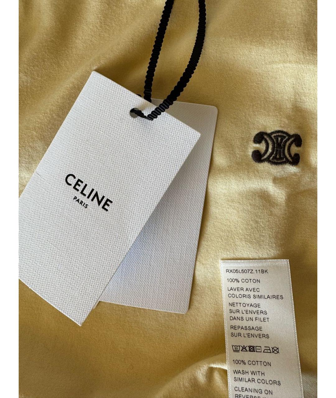 CELINE Бежевая хлопковая футболка, фото 2