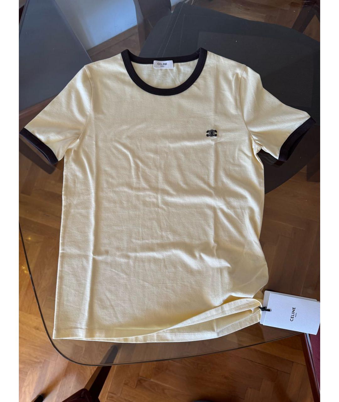 CELINE Бежевая хлопковая футболка, фото 5