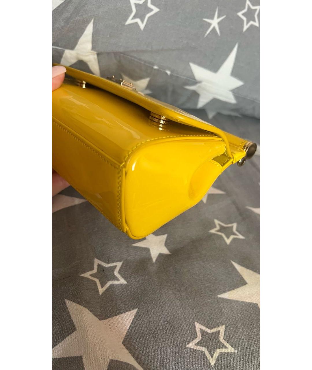 DOLCE&GABBANA Желтая сумка с короткими ручками из лакированной кожи, фото 7