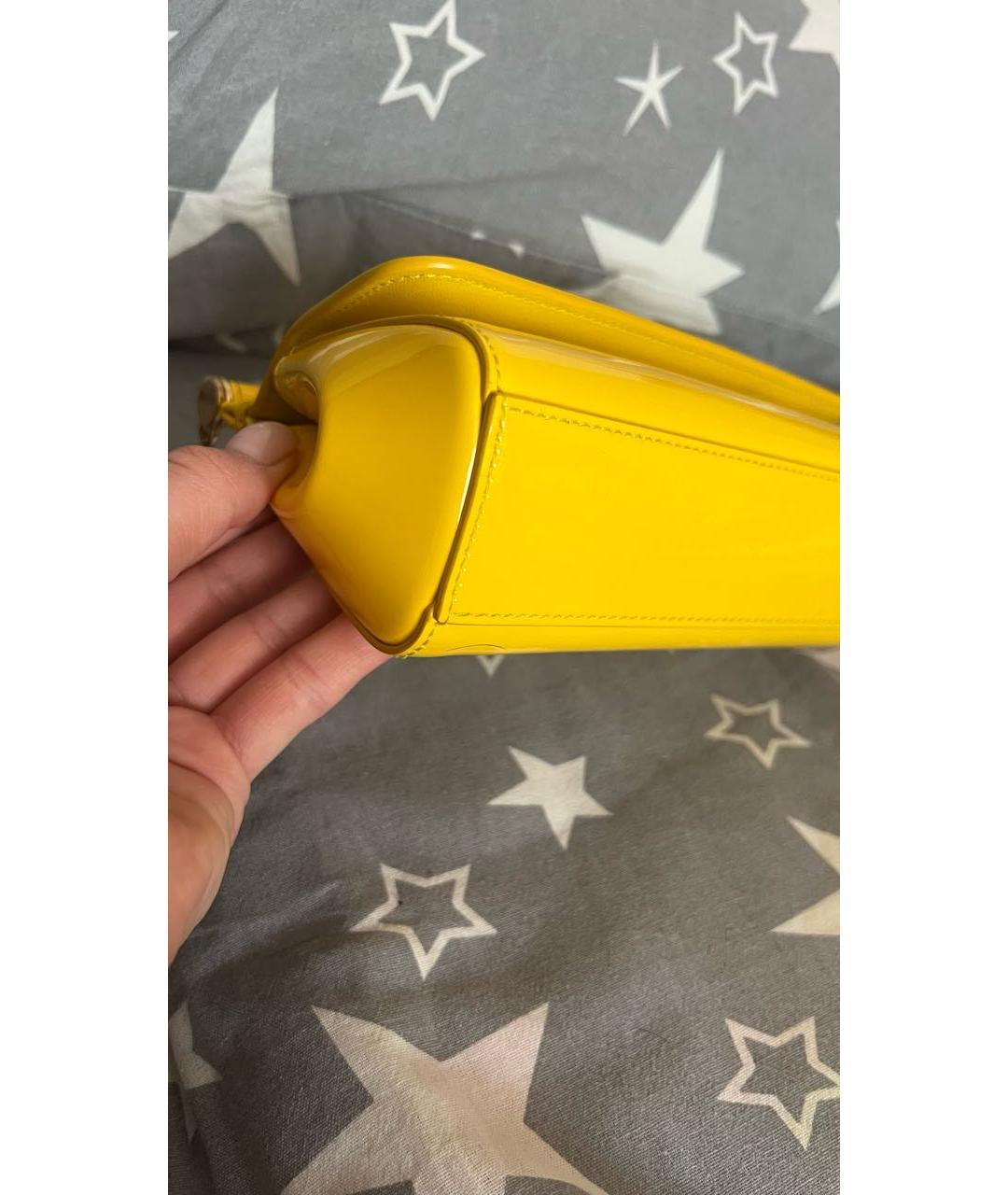 DOLCE&GABBANA Желтая сумка с короткими ручками из лакированной кожи, фото 8