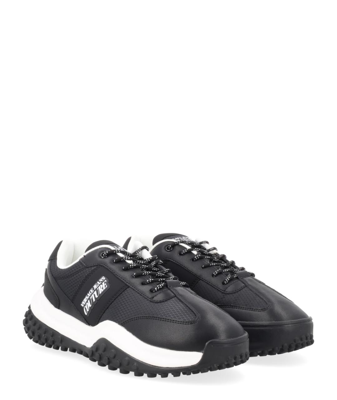 VERSACE JEANS COUTURE Черные текстильные низкие кроссовки / кеды, фото 2