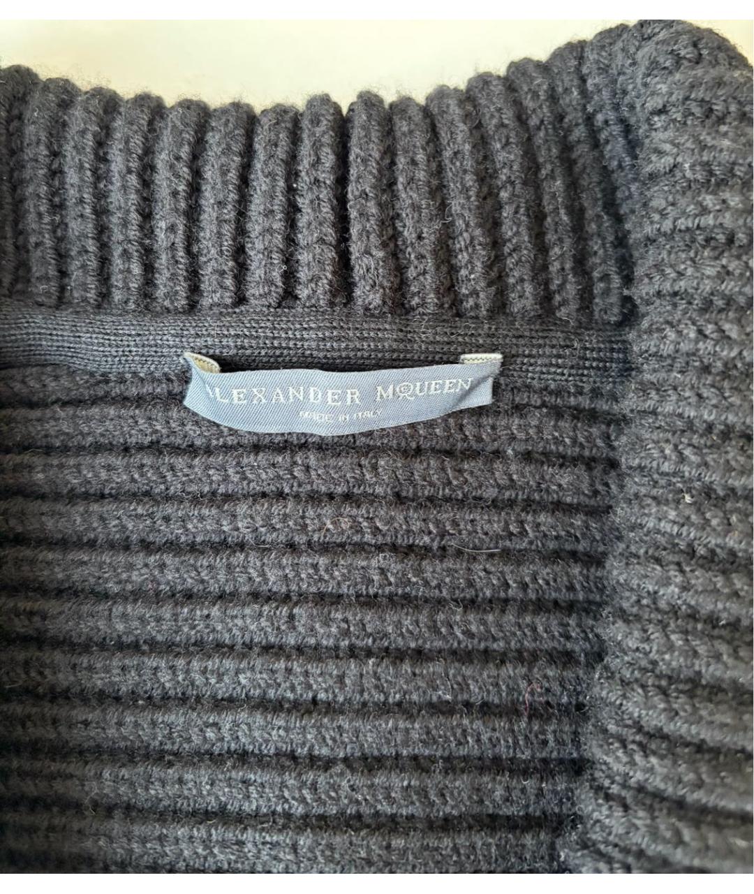 ALEXANDER MCQUEEN Черный шерстяной кардиган, фото 6