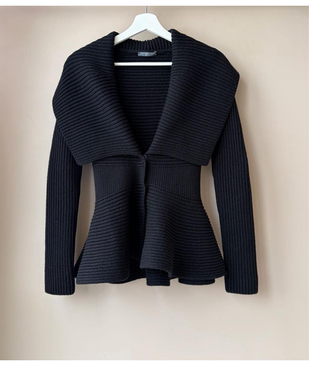 ALEXANDER MCQUEEN Черный шерстяной кардиган, фото 2