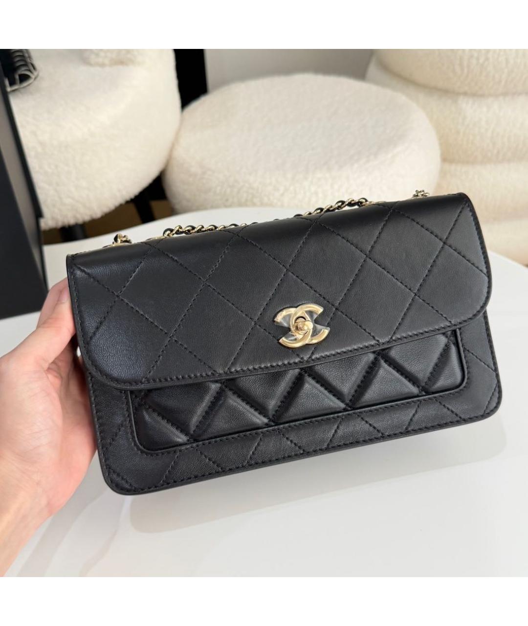 CHANEL Черная кожаная сумка через плечо, фото 3