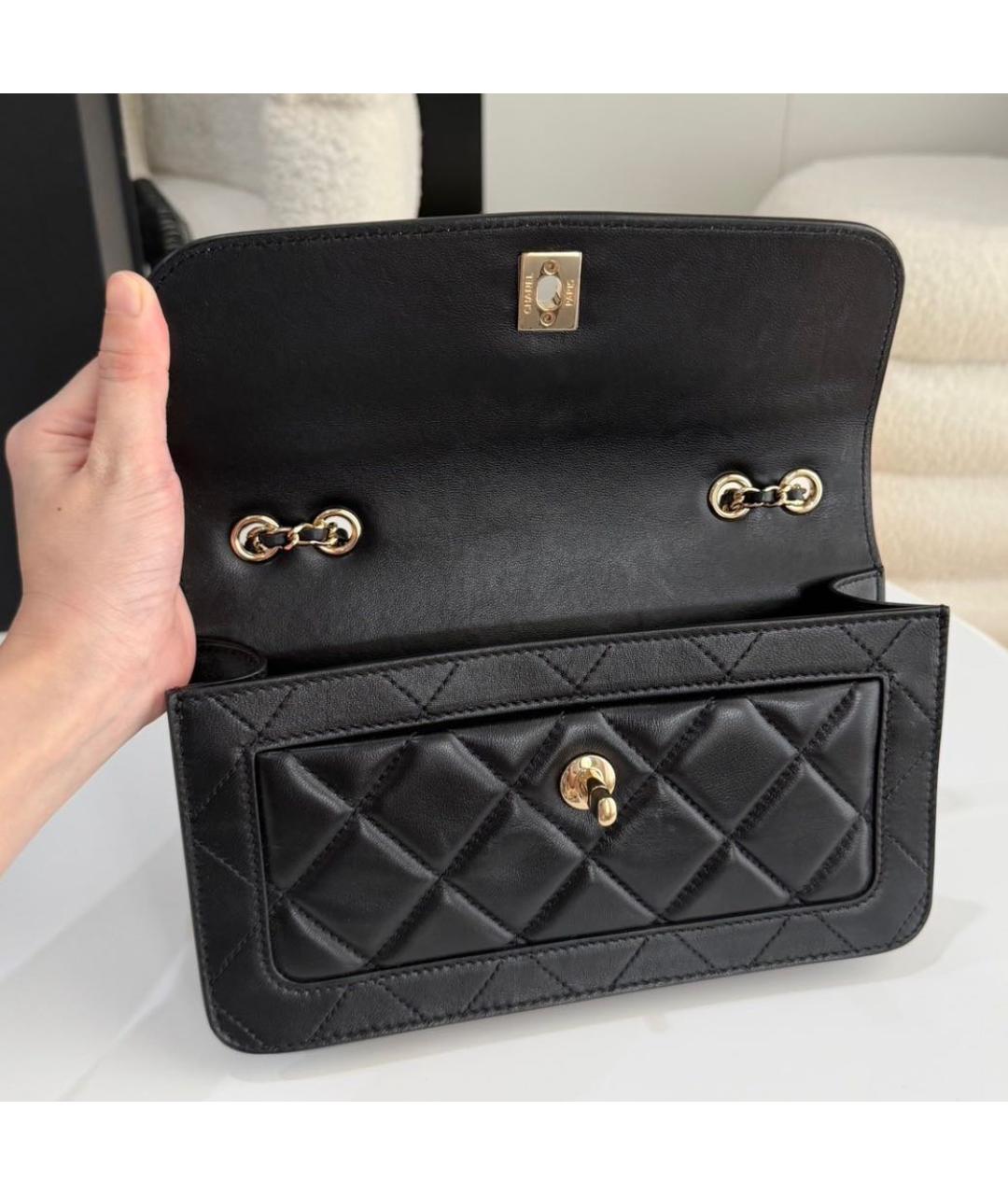 CHANEL Черная кожаная сумка через плечо, фото 5