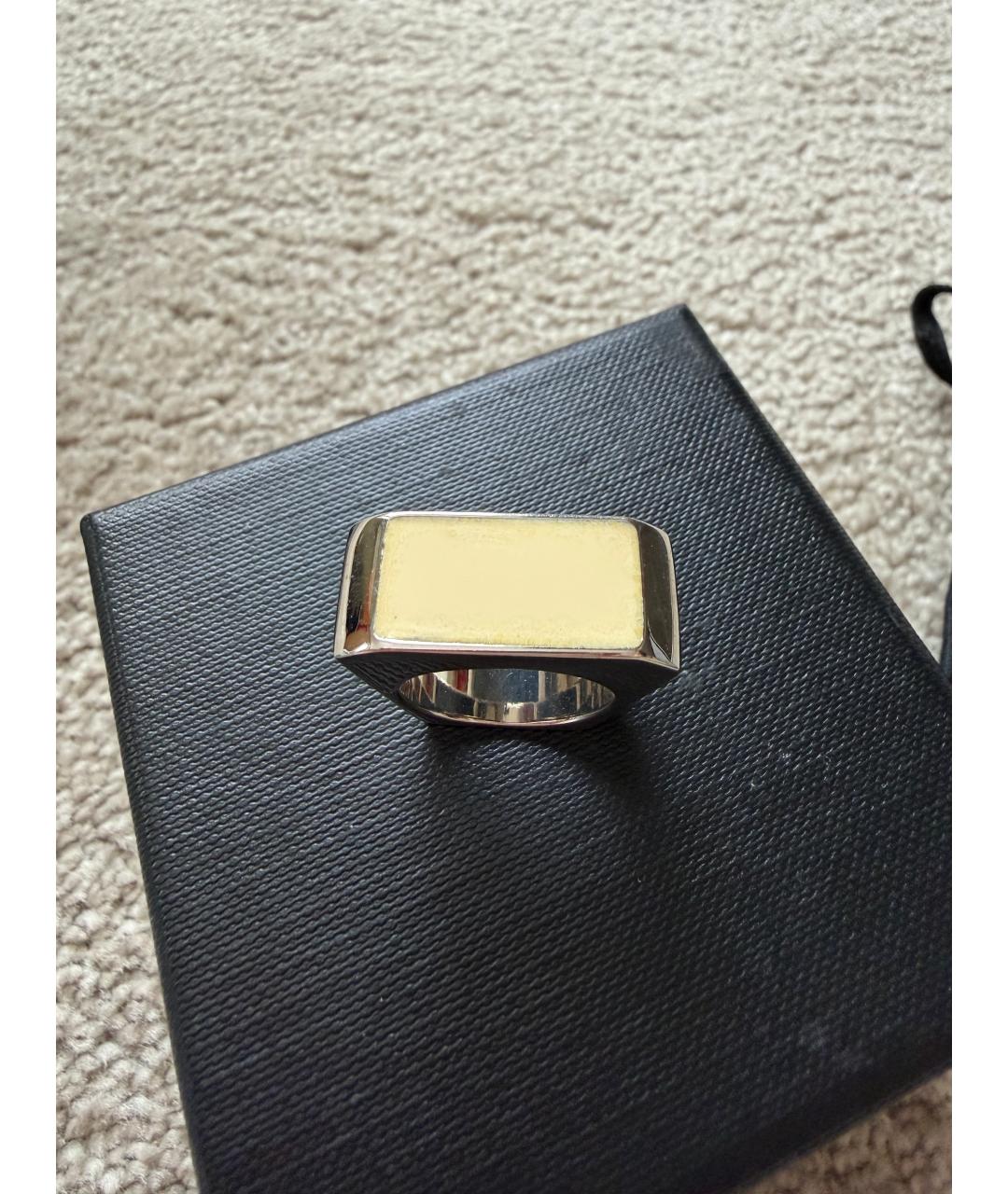 SAINT LAURENT Белое металлическое кольцо, фото 5