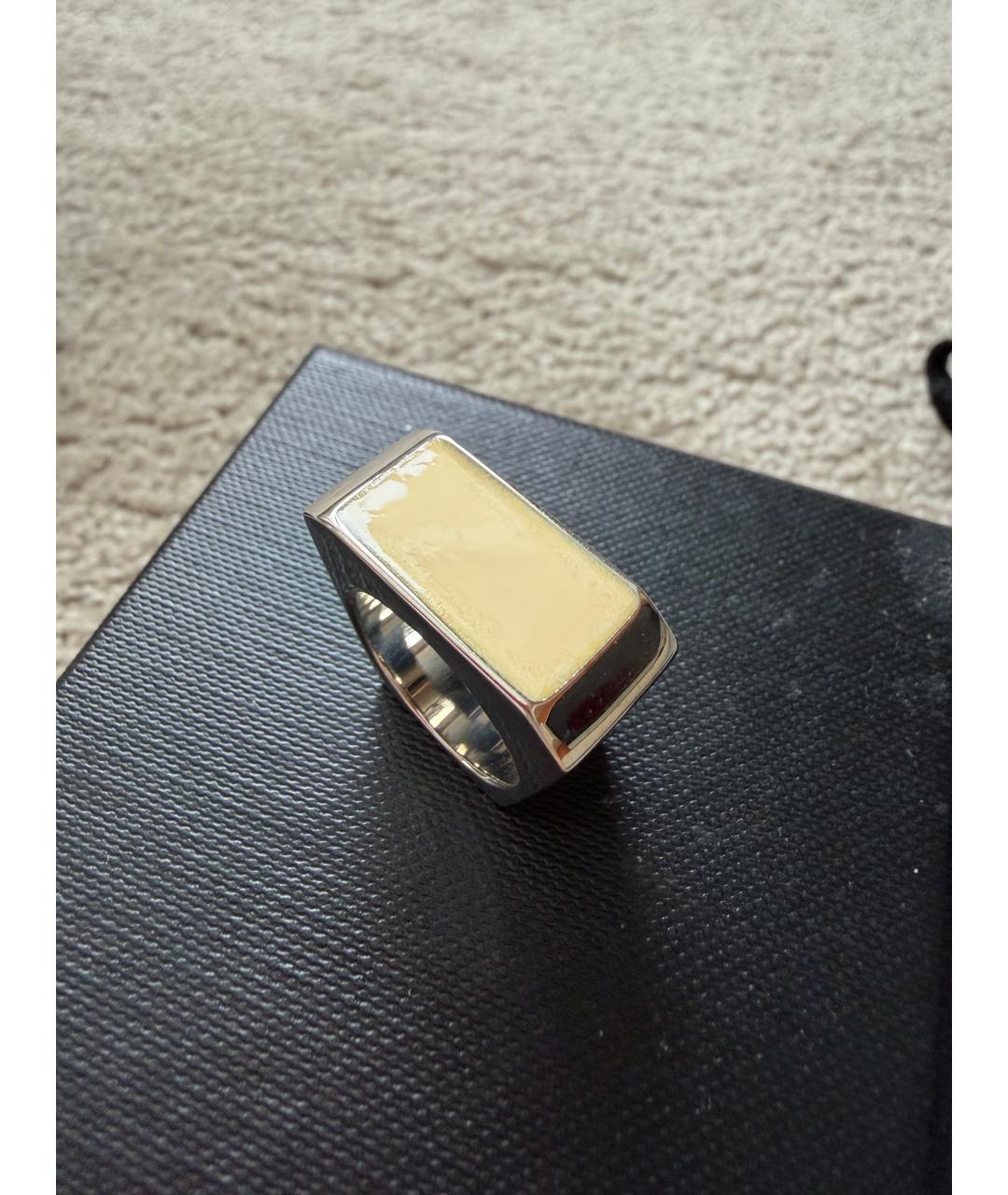 SAINT LAURENT Белое металлическое кольцо, фото 2