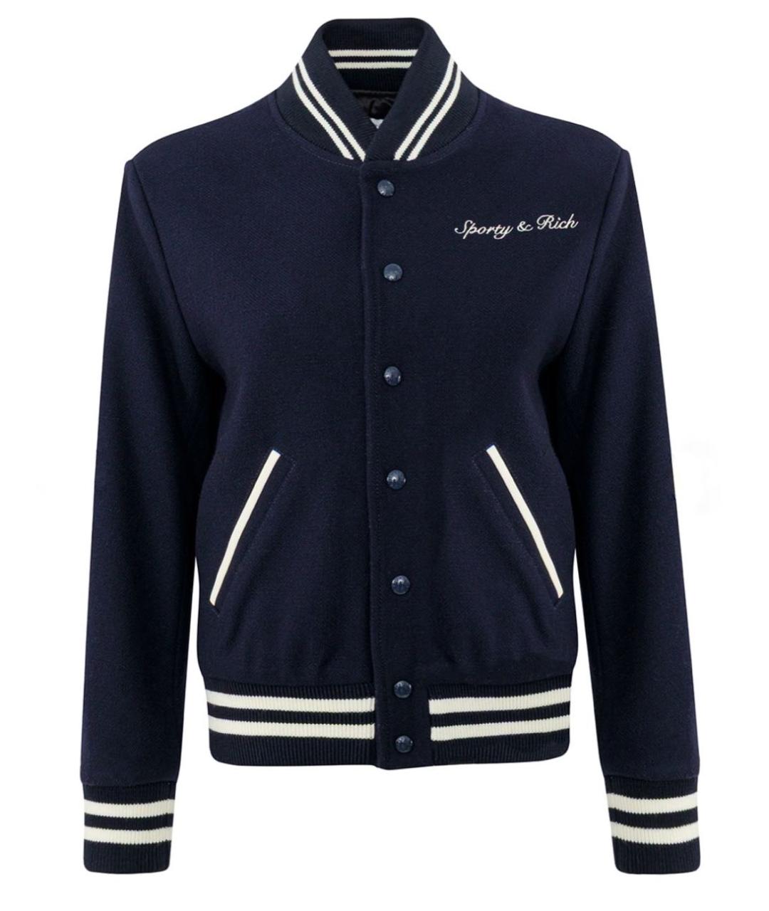 SPORTY AND RICH Темно-синяя шерстяная куртка, фото 1