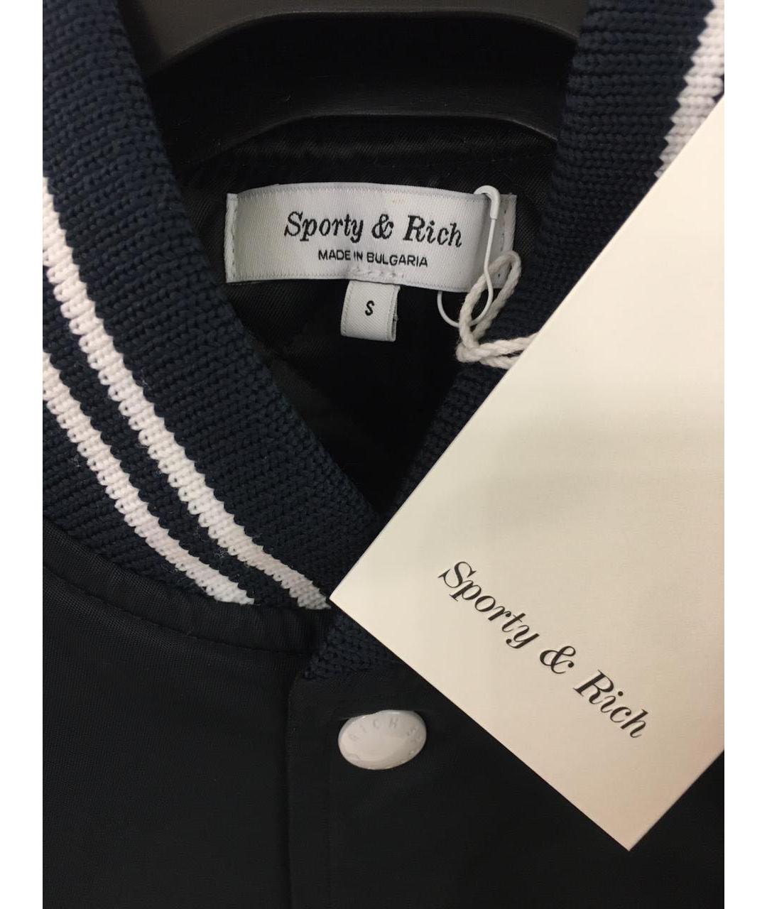 SPORTY AND RICH Темно-синяя вискозная куртка, фото 2