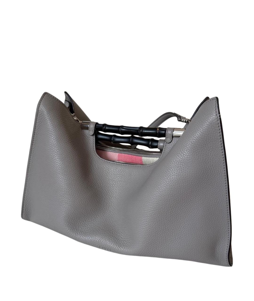 GUCCI Серая кожаная сумка тоут, фото 1