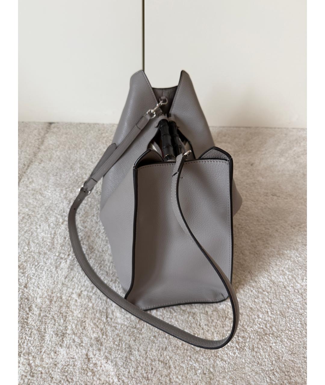GUCCI Серая кожаная сумка тоут, фото 2
