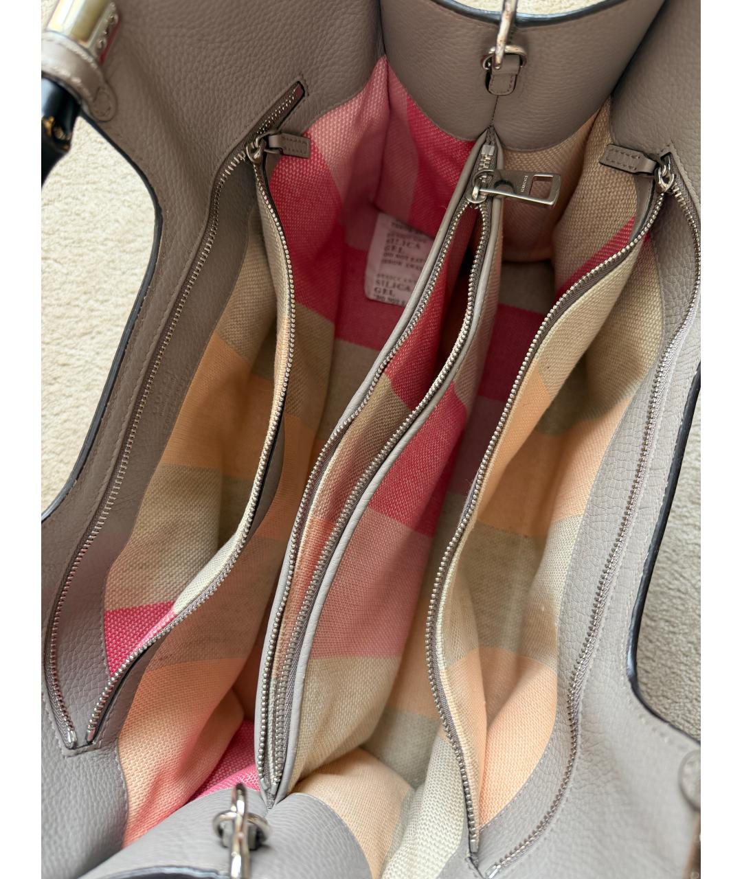 GUCCI Серая кожаная сумка тоут, фото 4