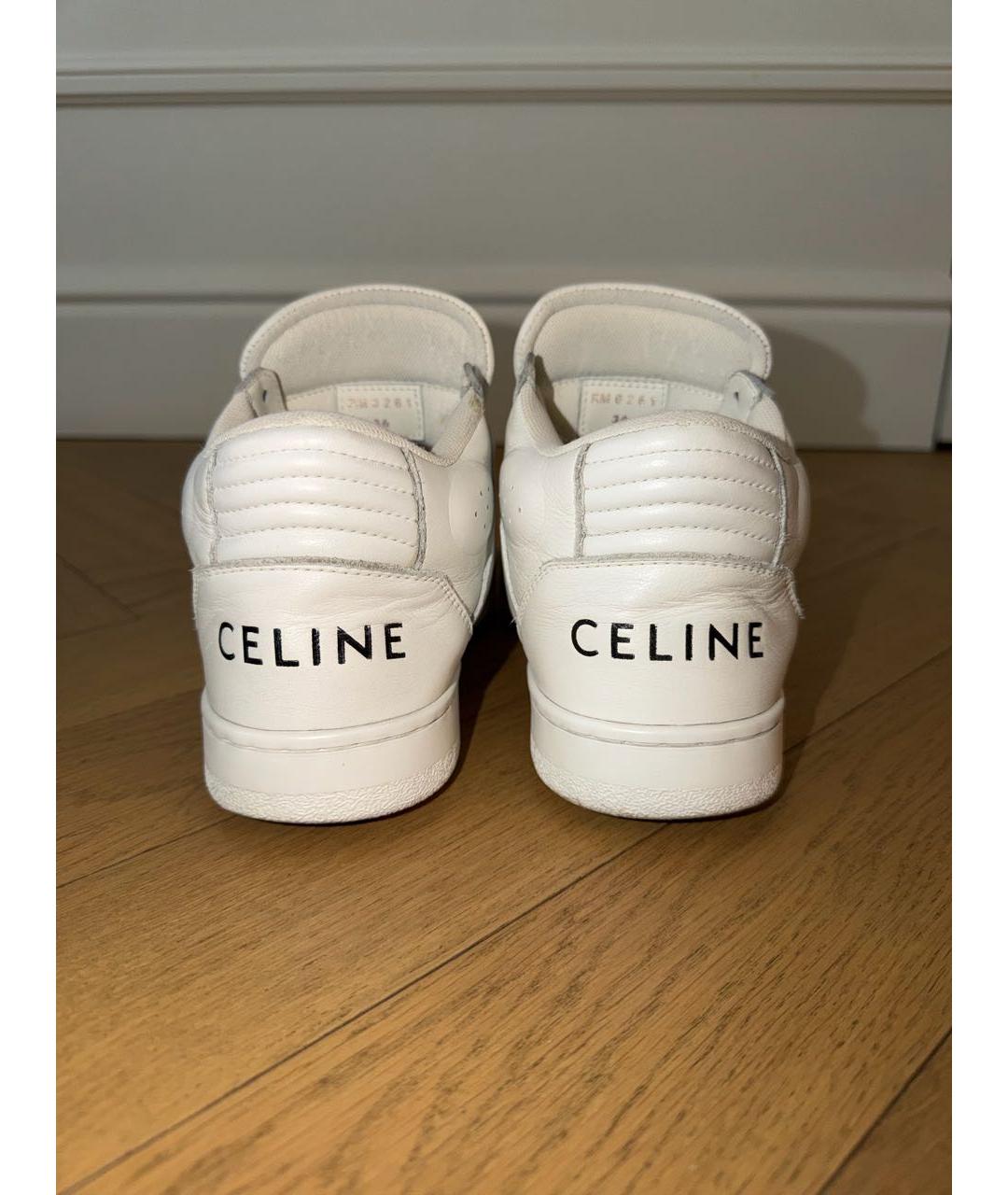 CELINE Белые кожаные кеды, фото 4