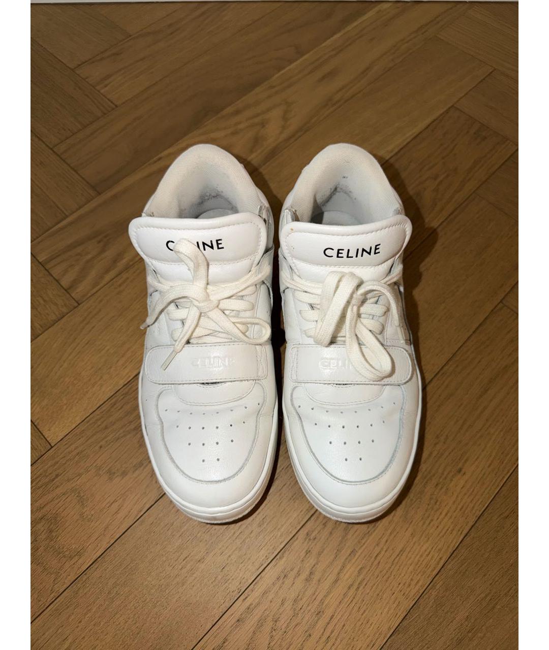 CELINE Белые кожаные кеды, фото 3