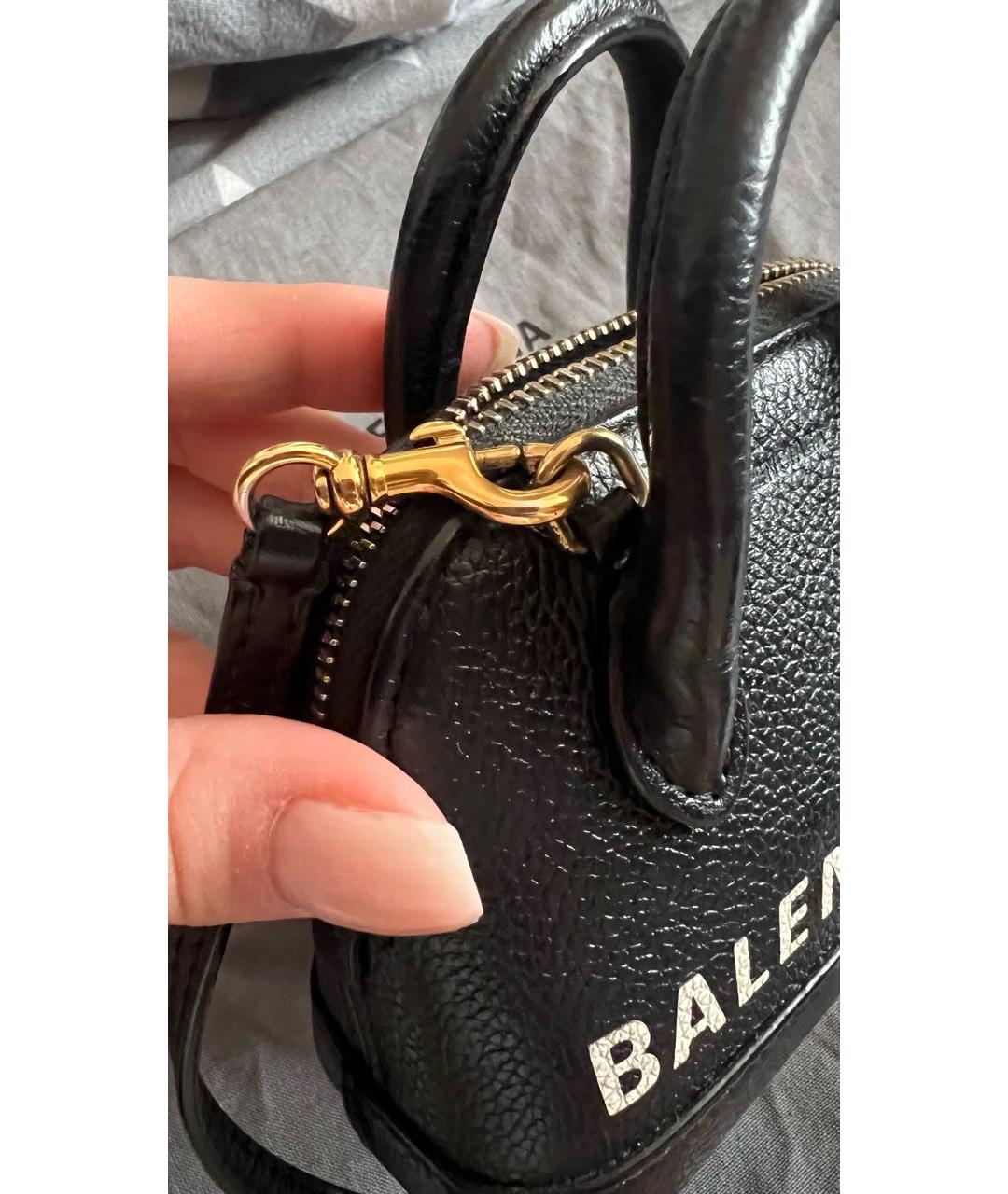 BALENCIAGA Черная кожаная сумка с короткими ручками, фото 6