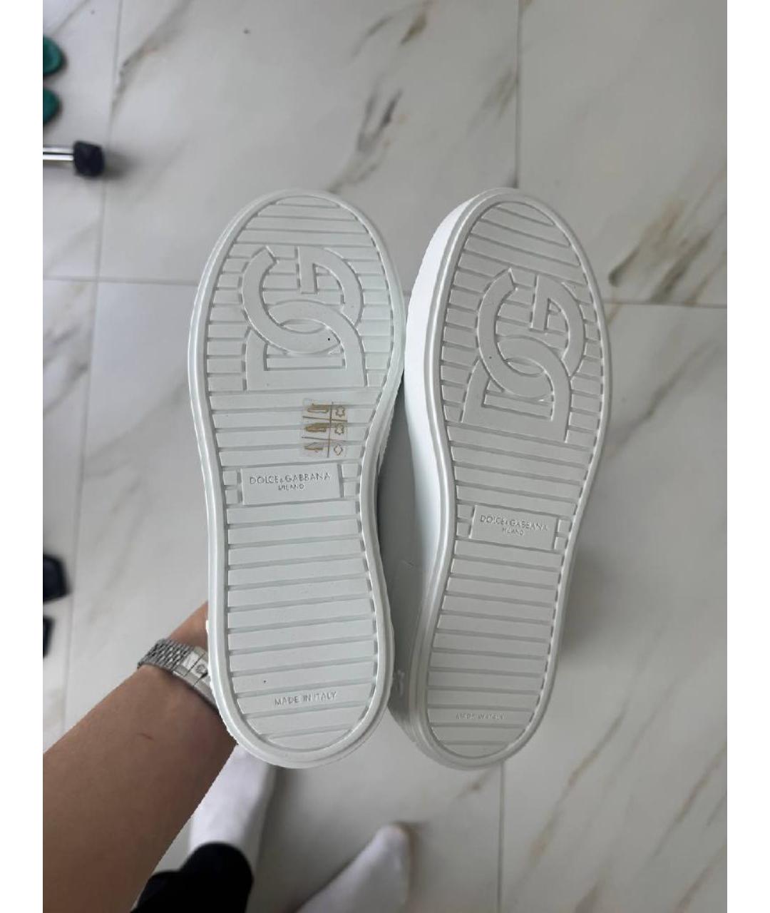 DOLCE&GABBANA Белые кожаные кеды, фото 4