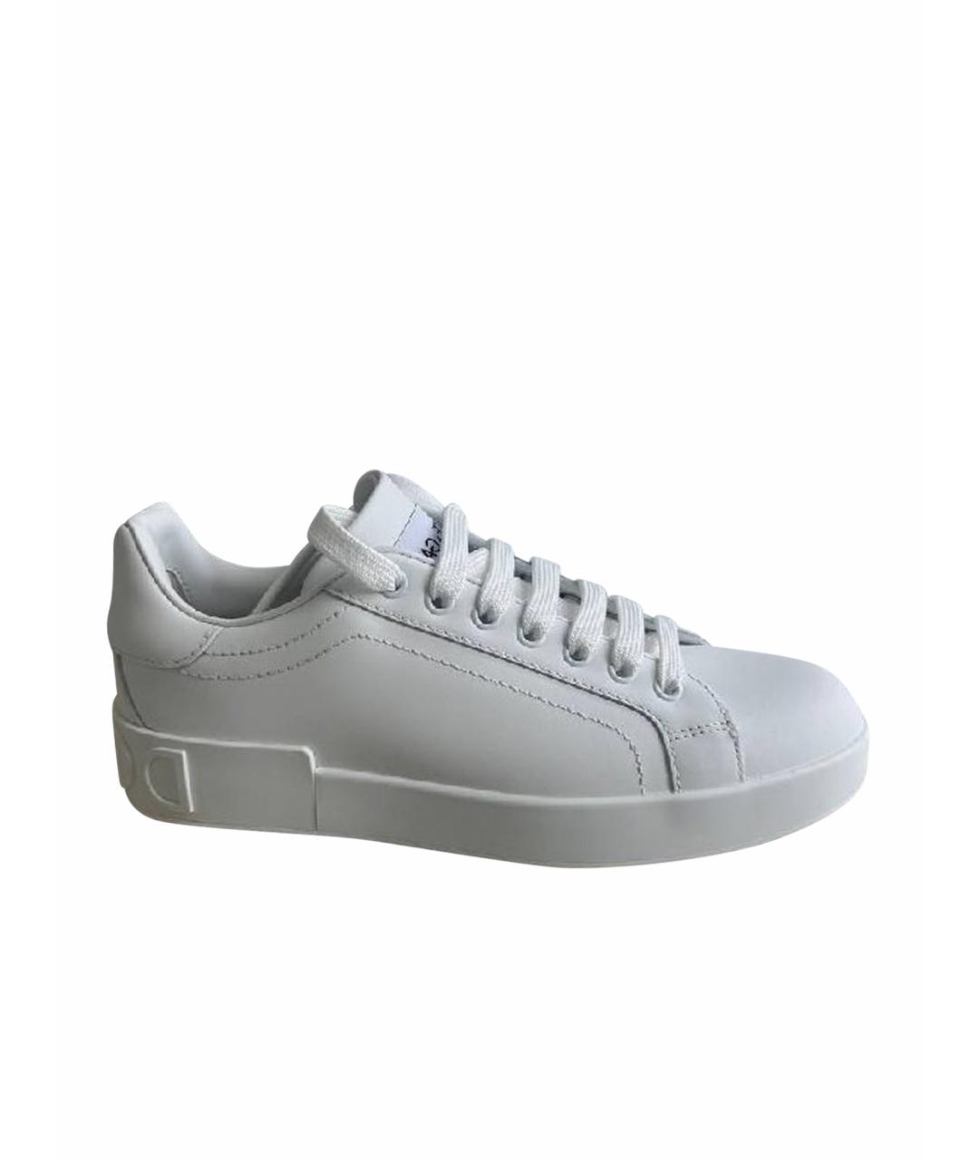 DOLCE&GABBANA Белые кожаные кеды, фото 1